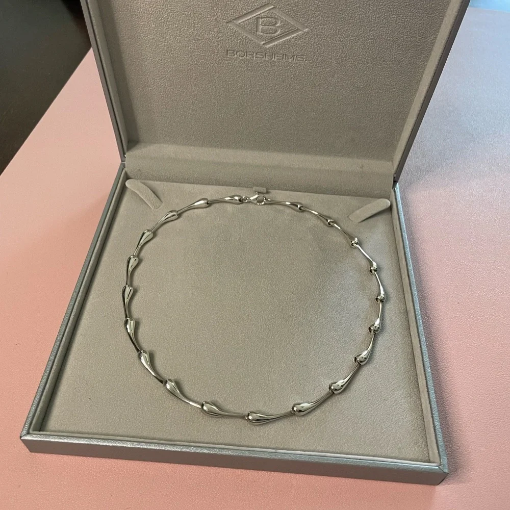 Borsheims Sterling Silver Solid Teardrop Necklace, 16.5" - Picture 2 of 2